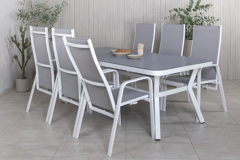 Virya Matgrupp Utomhus 200cm + 6 Copacabana Reclinerstolar - Svart - Utemöbler - Utegrupp - Matgrupp utomhus