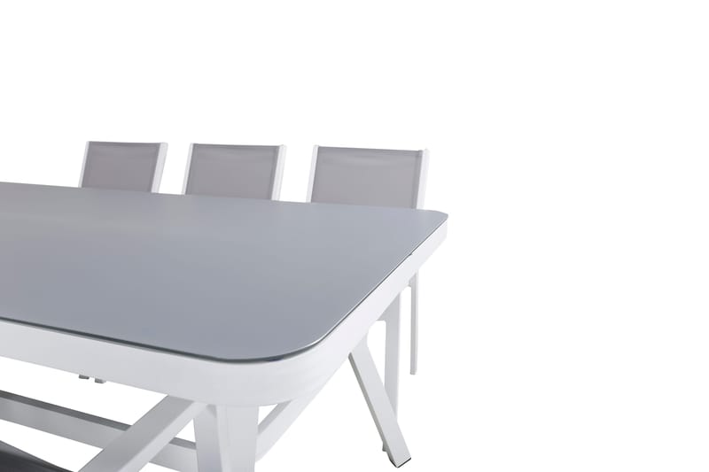 Virya Matgrupp Utomhus 200cm + 6 Copacabana Stapelbara Matstolar Utomhus Vit - Venture Home - Utemöbler - Utegrupp - Matgrupp utomhus