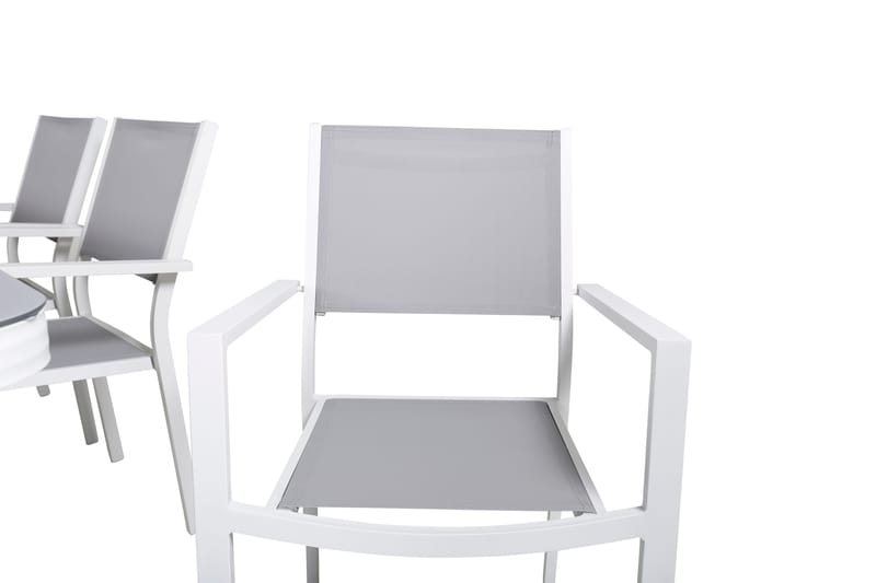 Virya Matgrupp Utomhus 200cm + 6 Copacabana Stapelbara Matstolar Utomhus Vit - Venture Home - Utemöbler - Utegrupp - Matgrupp utomhus