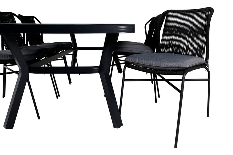 Virya Matgrupp Utomhus 200cm + 6 Julian Matstolar - Svart/Grå - Utemöbler - Utegrupp - Matgrupp utomhus