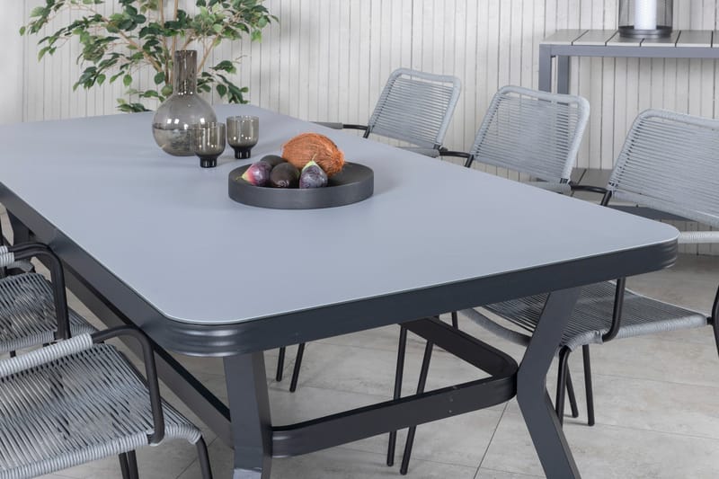 Virya Matgrupp Utomhus 200cm + 6 Lindos Karmstolar - Vit - Utemöbler - Utegrupp - Matgrupp utomhus