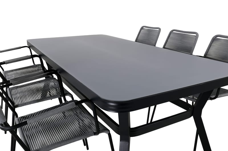 Virya Matgrupp Utomhus 200cm + 6 Lindos Karmstolar - Vit - Utemöbler - Utegrupp - Matgrupp utomhus