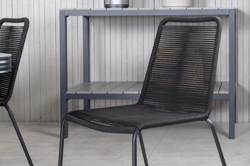 Virya Matgrupp Utomhus 200cm + 6 Lindos Stapelbara Matstolar - Brun/Vit - Utemöbler - Utegrupp - Matgrupp utomhus