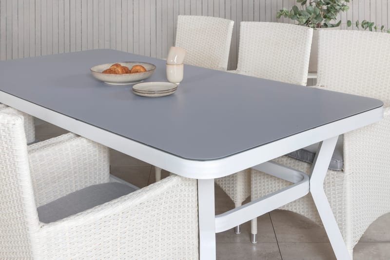 Virya Matgrupp Utomhus 200cm + 6 Malin Karmstolar - Svart/Grå - Utemöbler - Utegrupp - Matgrupp utomhus