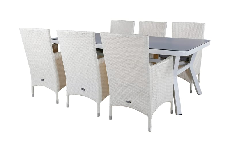 Virya Matgrupp Utomhus 200cm + 6 Malin Karmstolar - Svart/Grå - Utemöbler - Utegrupp - Matgrupp utomhus