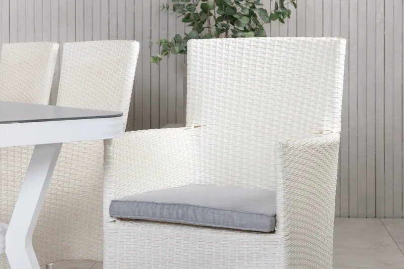 Virya Matgrupp Utomhus 200cm + 6 Malin Karmstolar - Svart/Grå - Utemöbler - Utegrupp - Matgrupp utomhus