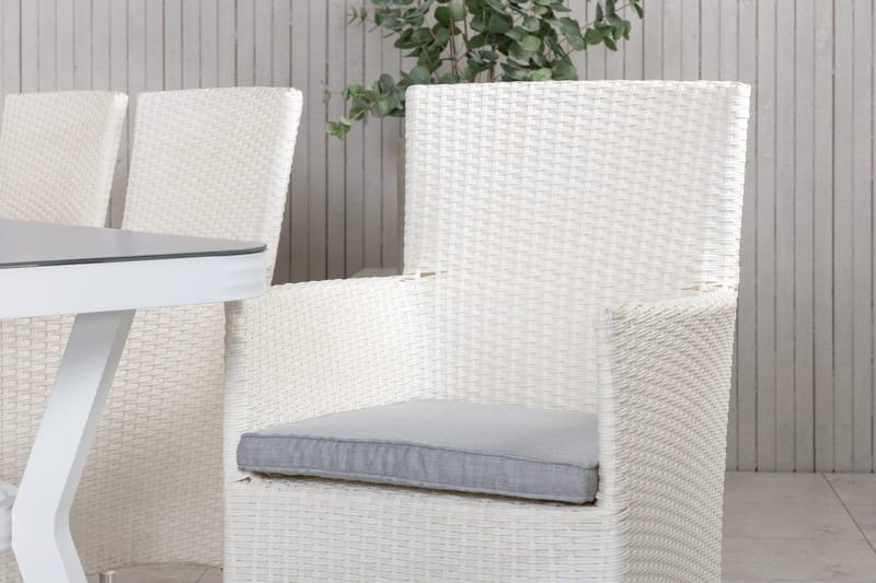 Virya Matgrupp Utomhus 200cm + 6 Malin Karmstolar - Svart/Grå - Utemöbler - Utegrupp - Matgrupp utomhus