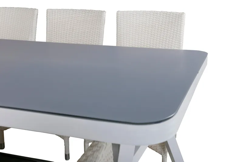 Virya Matgrupp Utomhus 200cm + 6 Malin Karmstolar - Svart/Grå - Utemöbler - Utegrupp - Matgrupp utomhus