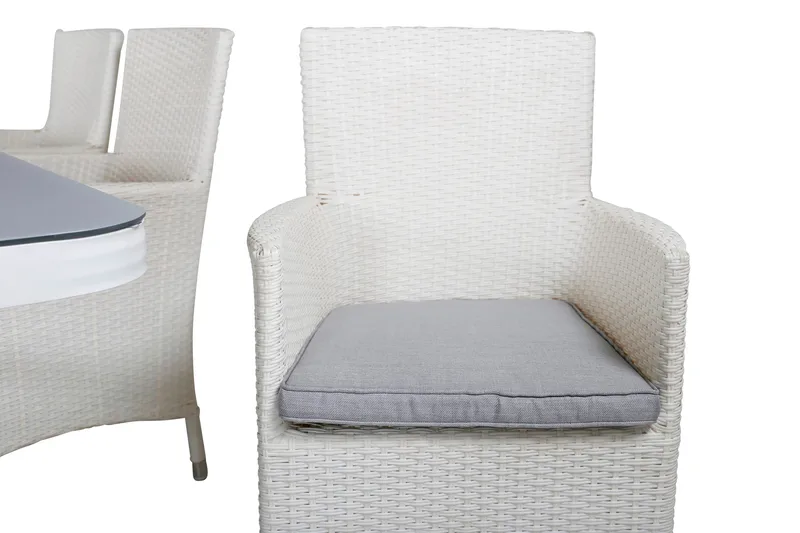 Virya Matgrupp Utomhus 200cm + 6 Malin Karmstolar - Svart/Grå - Utemöbler - Utegrupp - Matgrupp utomhus