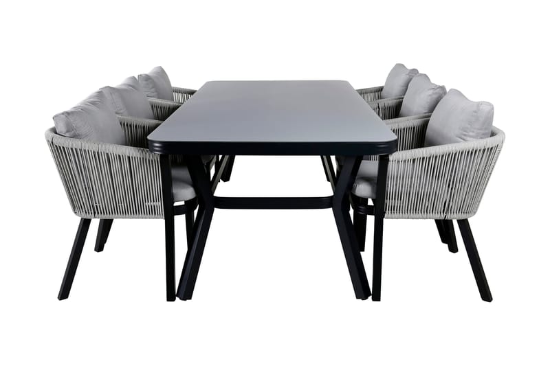 Virya Matgrupp Utomhus 200cm + 6 Matstolar, Svart