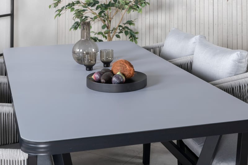Virya Matgrupp Utomhus 200cm + 6 Matstolar - Svart - Utemöbler - Utegrupp - Matgrupp utomhus