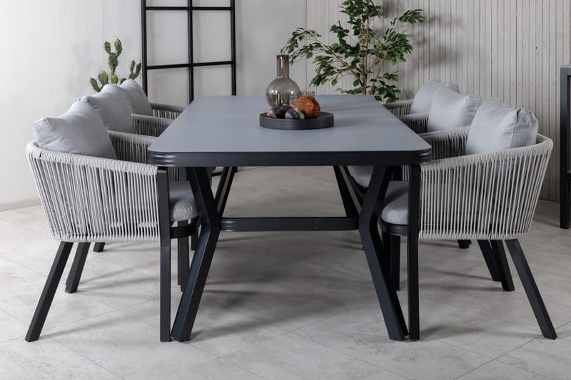 Virya Matgrupp Utomhus 200cm + 6 Matstolar - Svart - Utemöbler - Utegrupp - Matgrupp utomhus