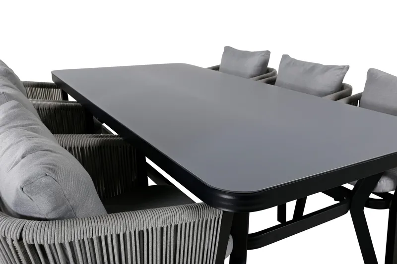 Virya Matgrupp Utomhus 200cm + 6 Matstolar - Svart - Utemöbler - Utegrupp - Matgrupp utomhus