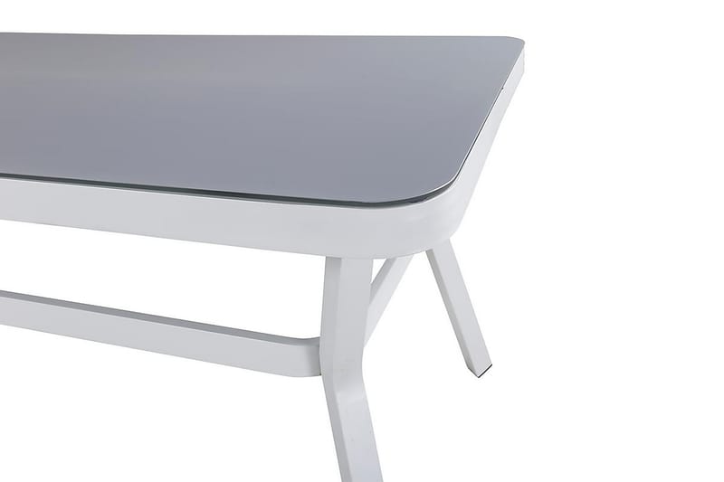 Virya Matgrupp Utomhus 200cm + 6 Santorini Karmstolar - Vit/Grå - Utemöbler - Utegrupp - Matgrupp utomhus