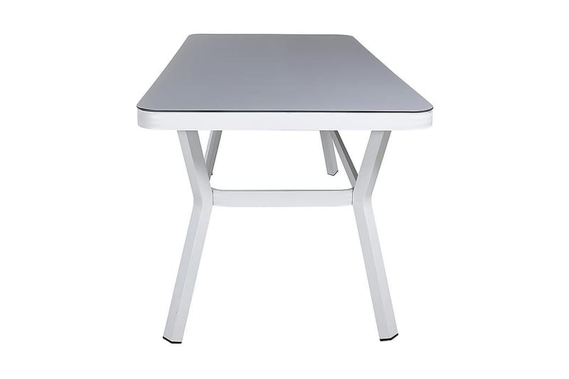 Virya Matgrupp Utomhus 200cm + 6 Santorini Karmstolar - Vit/Grå - Utemöbler - Utegrupp - Matgrupp utomhus