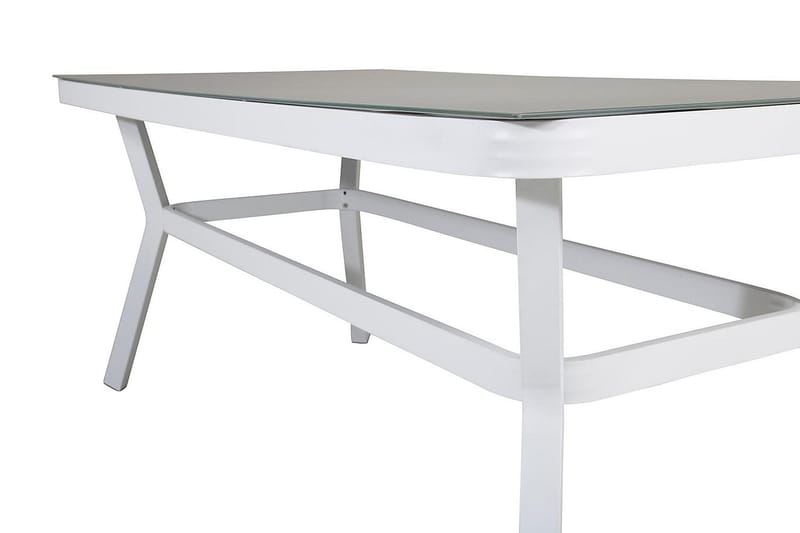 Virya Matgrupp Utomhus 200cm + 6 Santorini Karmstolar - Vit/Grå - Utemöbler - Utegrupp - Matgrupp utomhus