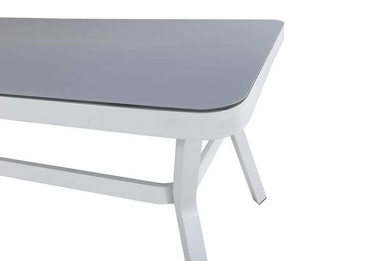 Virya Matgrupp Utomhus 200cm + 6 Santorini Karmstolar - Vit/Grå - Utemöbler - Utegrupp - Matgrupp utomhus