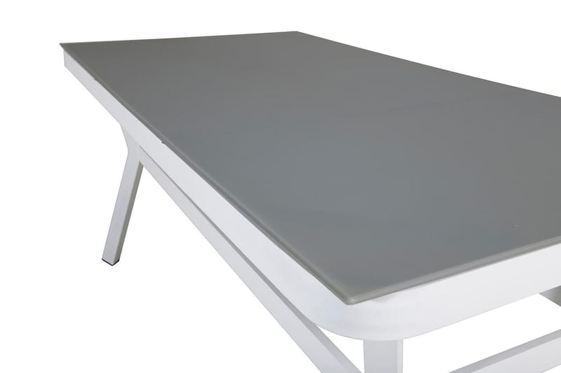 Virya Matgrupp Utomhus 200cm + 6 Santorini Karmstolar - Vit/Grå - Utemöbler - Utegrupp - Matgrupp utomhus