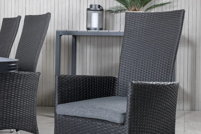 Virya Matgrupp Utomhus 200cm + 6 Padova Reclinerstolar - Svart - Utemöbler - Utegrupp - Matgrupp utomhus