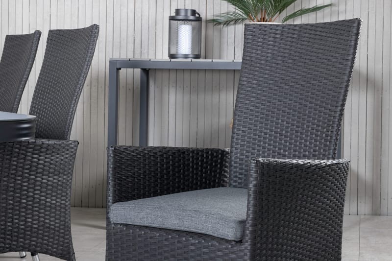 Virya Matgrupp Utomhus 200cm + 6 Padova Reclinerstolar - Svart - Utemöbler - Utegrupp - Matgrupp utomhus