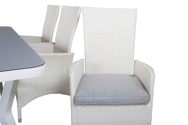 Virya Matgrupp Utomhus 200cm + 6 Padova Reclinerstolar - Vit - Utemöbler - Utegrupp - Matgrupp utomhus