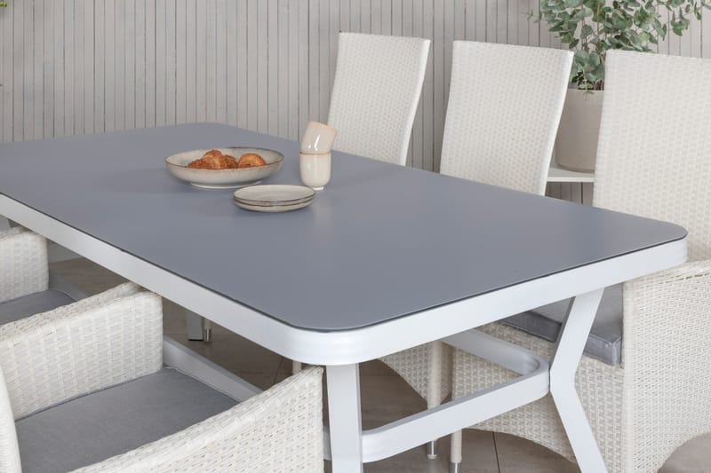 Virya Matgrupp Utomhus 200cm + 6 Padova Reclinerstolar - Vit - Utemöbler - Utegrupp - Matgrupp utomhus