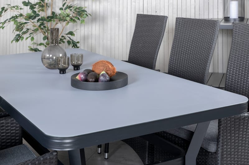 Virya Matgrupp Utomhus 200cm + 6 Padova Reclinerstolar - Svart - Utemöbler - Utegrupp - Matgrupp utomhus