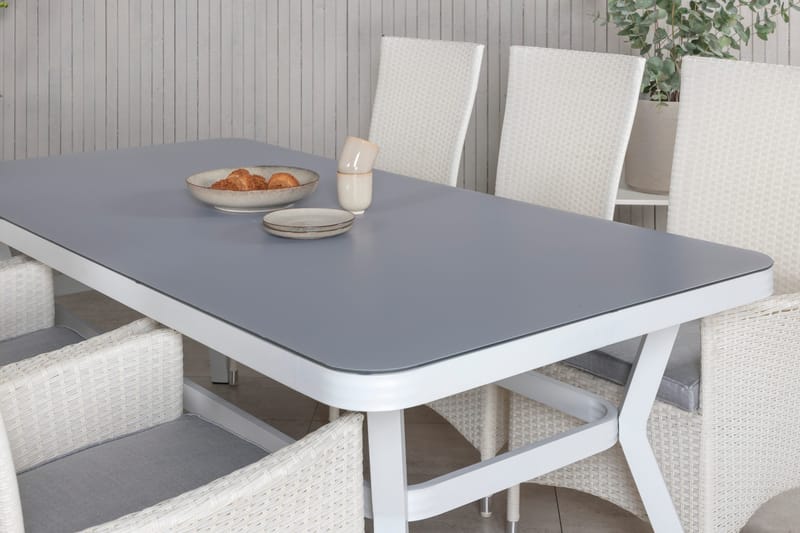 Virya Matgrupp Utomhus 200cm + 6 Padova Reclinerstolar - Vit - Utemöbler - Utegrupp - Matgrupp utomhus