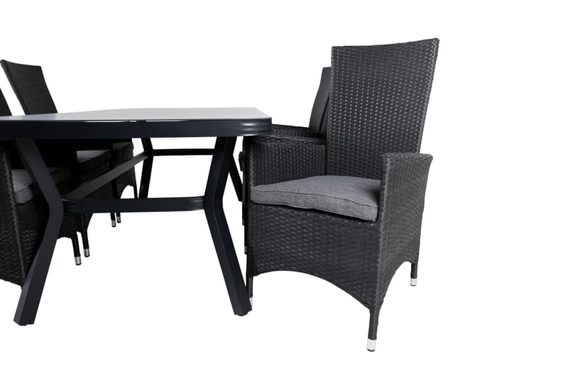 Virya Matgrupp Utomhus 200cm + 6 Padova Reclinerstolar - Svart - Utemöbler - Utegrupp - Matgrupp utomhus