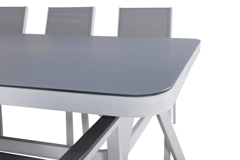 Virya Matgrupp Utomhus 200cm + 6 Parma Matstolar - Vit/Grå - Utemöbler - Utegrupp - Matgrupp utomhus