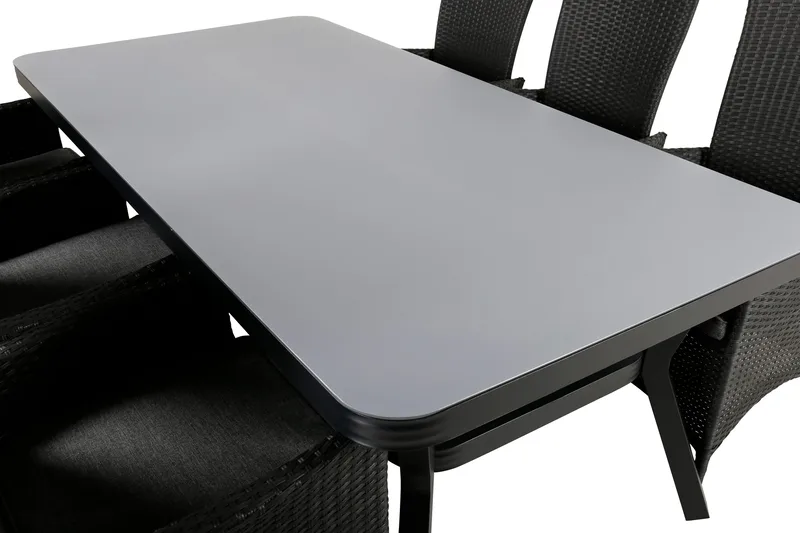 Virya Matgrupp Utomhus 200cm + 6 Padova Reclinerstolar - Svart - Utemöbler - Utegrupp - Matgrupp utomhus