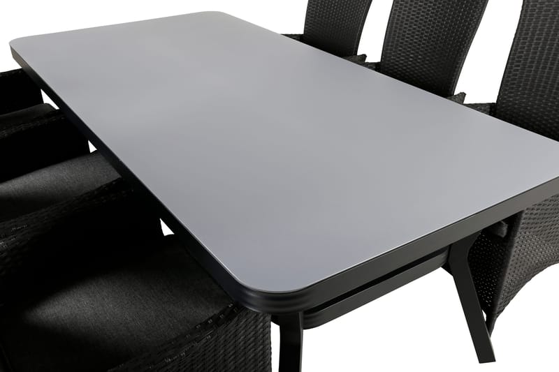 Virya Matgrupp Utomhus 200cm + 6 Padova Reclinerstolar - Svart - Utemöbler - Utegrupp - Matgrupp utomhus