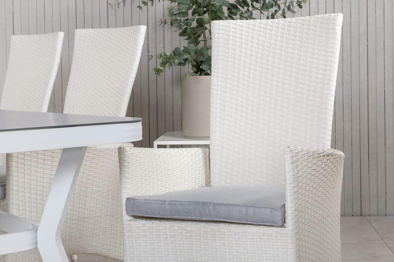 Virya Matgrupp Utomhus 200cm + 6 Padova Reclinerstolar - Vit - Utemöbler - Utegrupp - Matgrupp utomhus