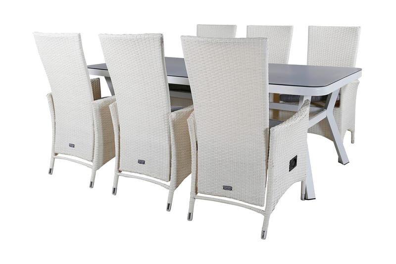 Virya Matgrupp Utomhus 200cm + 6 Padova Reclinerstolar - Vit - Utemöbler - Utegrupp - Matgrupp utomhus