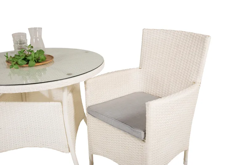 Volta Matgrupp Utomhus Rund Ø90cm + 2 Malin Karmstolar - Svart/Grå - Utemöbler - Utegrupp - Matgrupp utomhus