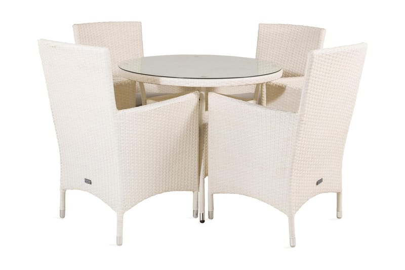 Volta Matgrupp Utomhus Rund Ø90cm + 4 Malin Karmstolar, Svart/Grå