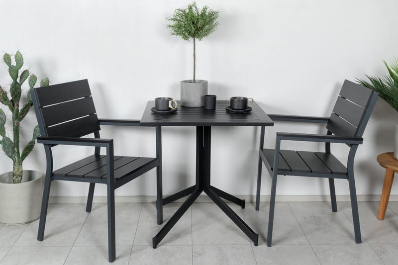 Way Matgrupp Utomhus 70cm + 2 Levels Stapelbara Matstolar - Svart - Utemöbler - Utegrupp - Matgrupp utomhus
