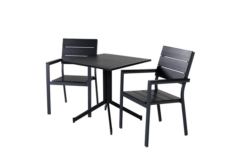 Way Matgrupp Utomhus 70cm + 2 Levels Stapelbara Matstolar - Svart - Utemöbler - Utegrupp - Matgrupp utomhus