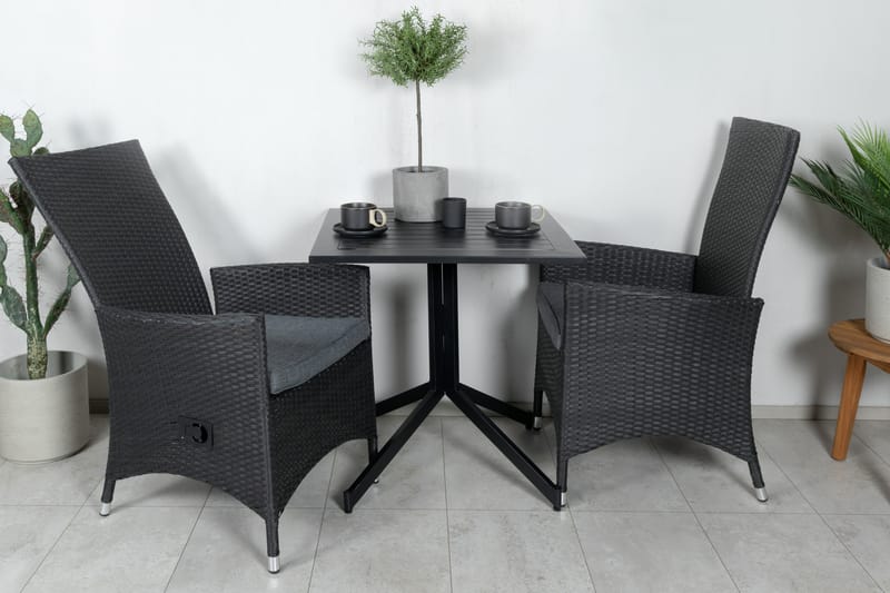 Way Matgrupp Utomhus 70cm + 2 Padova Reclinerstolar - Svart/Grå - Utemöbler - Utegrupp - Matgrupp utomhus