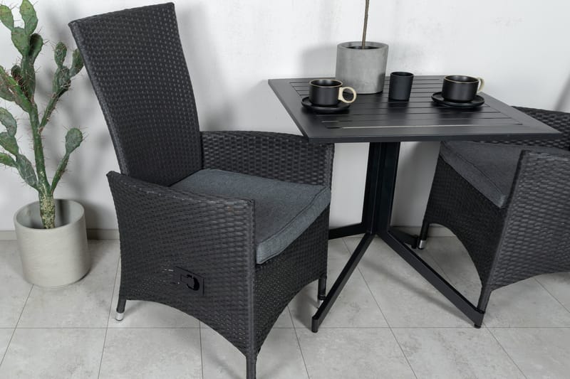 Way Matgrupp Utomhus 70cm + 2 Padova Reclinerstolar - Svart/Grå - Utemöbler - Utegrupp - Matgrupp utomhus
