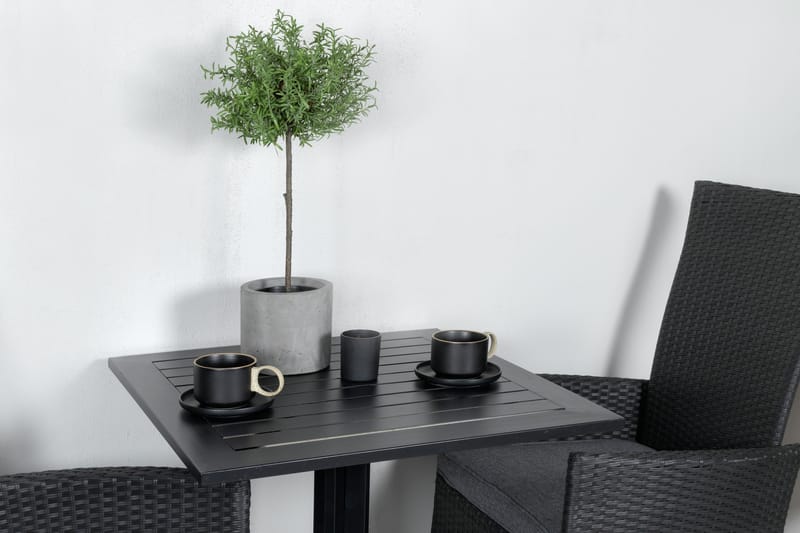 Way Matgrupp Utomhus 70cm + 2 Padova Reclinerstolar - Svart/Grå - Utemöbler - Utegrupp - Matgrupp utomhus