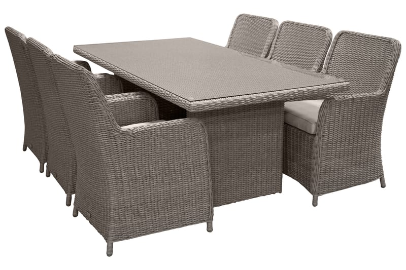 Wembley Matgrupp Utomhus 200 cm + 6 Utestolar - Grå - Utemöbler - Utegrupp - Matgrupp utomhus