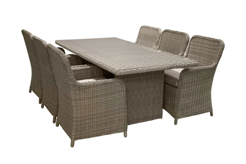 Wembley Matgrupp Utomhus 200cm + 6 Matstolar Utomhus - Natur/Brun - Utemöbler - Utegrupp - Matgrupp utomhus