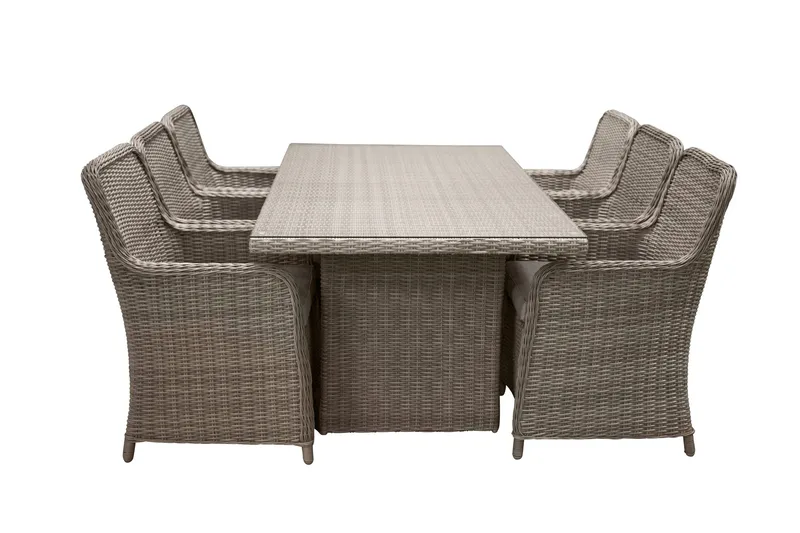 Wembley Matgrupp Utomhus 200cm + 6 Matstolar Utomhus - Natur/Brun - Utemöbler - Utegrupp - Matgrupp utomhus