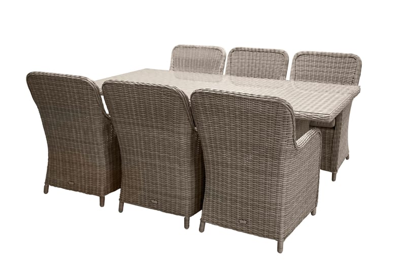 Wembley Matgrupp Utomhus 200cm + 6 Matstolar Utomhus, Natur/Brun