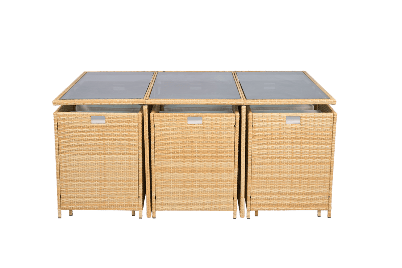 Matgrupp/Utegrupp 10 platser |  6 Stolar & 4 Pallar | Skärhamn  beige - Utemöbler - Utegrupp - Matgrupp utomhus