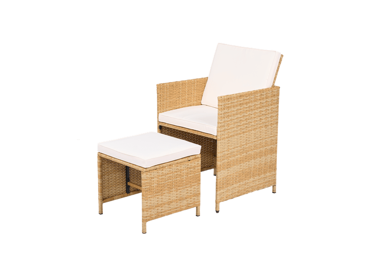 Matgrupp/Utegrupp 10 platser |  6 Stolar & 4 Pallar | Skärhamn  beige - Utemöbler - Utegrupp - Matgrupp utomhus