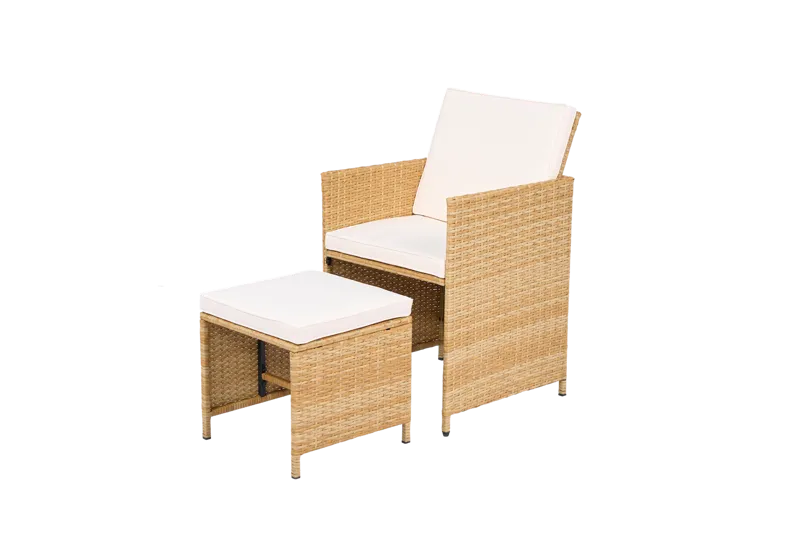 Matgrupp/Utegrupp 10 platser |  6 Stolar & 4 Pallar | Skärhamn  beige - Utemöbler - Utegrupp - Matgrupp utomhus