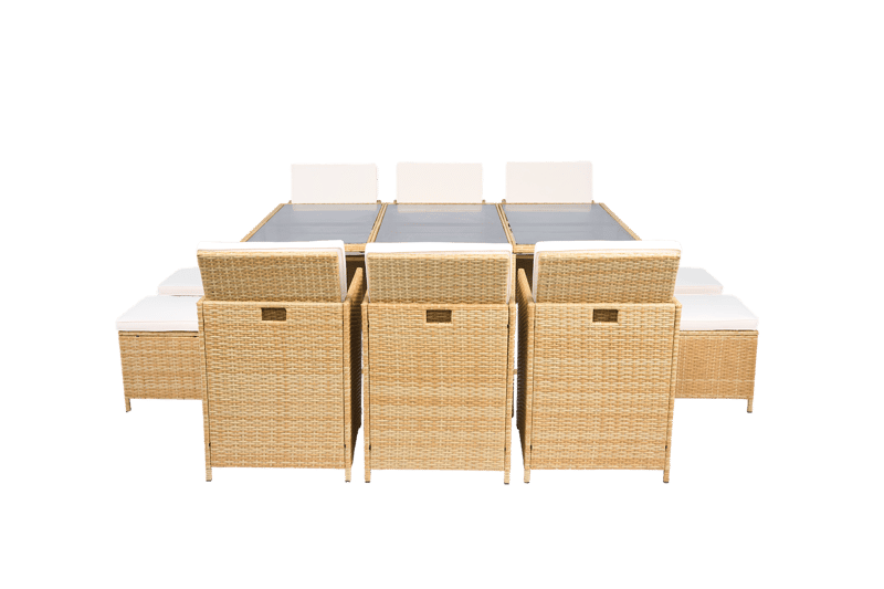 Matgrupp/Utegrupp 10 platser |  6 Stolar & 4 Pallar | Skärhamn  beige - Utemöbler - Utegrupp - Matgrupp utomhus