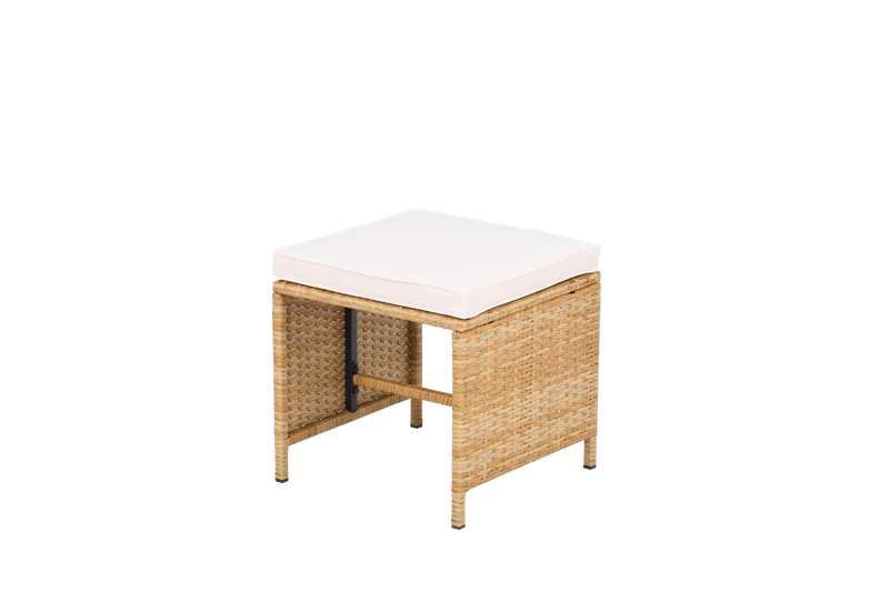 Matgrupp/Utegrupp 10 platser |  6 Stolar & 4 Pallar | Skärhamn  beige - Utemöbler - Utegrupp - Matgrupp utomhus